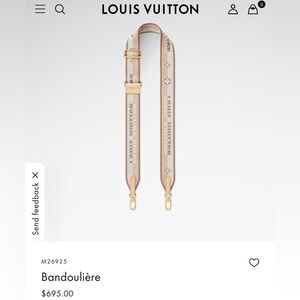 Brand New Louis Vuitton Beige Cream Logo Canvas Strap with Gold Hardware